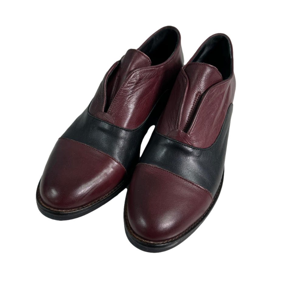 Professional Loafer Bueno Leather Oxblood‎ Slip On Shoes Office Chic 39 US 8.5